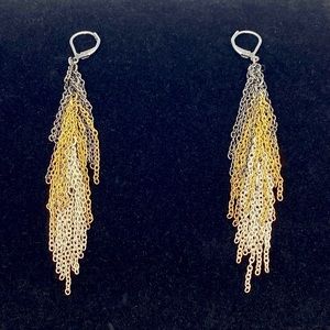 Pewter, gold and silver chain earrings